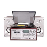 LoopTone Vinyl Record Player with Dual 15W External Speakers 9 in 1 3 Speed Bluetooth Vintage Turntable CD Cassette Player AM/FM