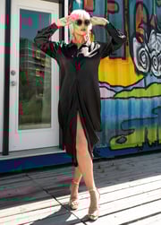 Satin Draped Shirt Dress