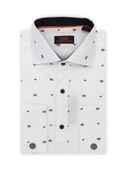 Contrast Crown Shirt | Semi Spread Collar | White
