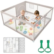 New ZEEBABA Baby Playpen with Mat, 47x47inch Playpen (Grey)