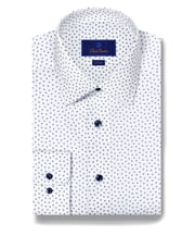 TBSP11203155 | White & Navy Tossed Neat Print Dress Shirt