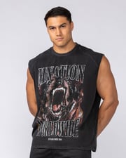 Unleashed Oversized Vintage Boxy Muscle Tank - Washed Black