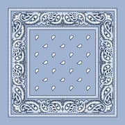 1pc Light Blue Classic Paisley Bandanas 100% Cotton - 22x22 Inches