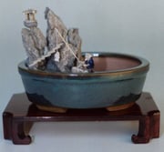 Water/Stone Landscape Scene Ceramic Bonsai Pot - 8