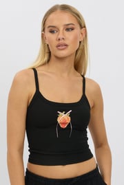 Black Graphic Singlet Top