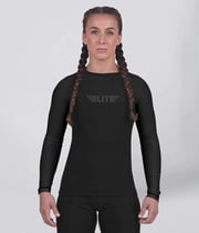 Standard Black Long Sleeve No-Gi Womens BJJ Rash Guard