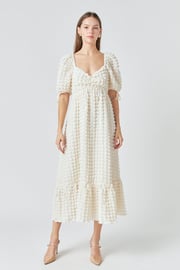 Bubble Puff Sleeve Maxi Dress