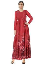 Floral print georgette empire maxi dress
