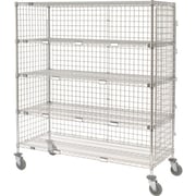 Nexel 5 Shelf Enclosed Truck, Chrome, 36"W x 18"D x 69"H, Polyurethane Stem Casters, 4 Swivel