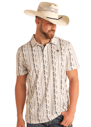Striped Aztec Print Polo