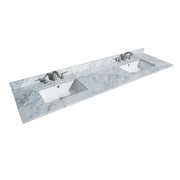 80" Double Countertop - White Carrara Marble with Undermount Square Sinks (3-Hole)