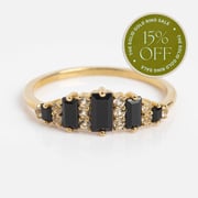 Solid Gold Black Agate Crown Ring