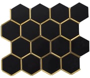 Inlay Brass Gold Hexagon Black Tile
