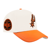 San Antonio Spurs Men's Pro Standard Basketball Leather Adjustable Cap - White and Orange