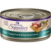 Wellness Signature Selects Grain Free Natural Skipjack Tuna with Shrimp Entree in Broth Wet Canned Cat Food