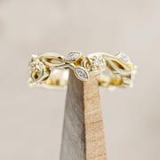 "ELOWEN" - SCULPTURAL-STYLE FLORAL VINE BAND WITH DIAMOND ACCENTS