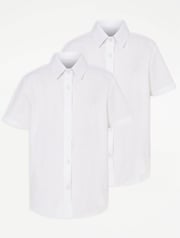 White Girls Regular Fit Short Sleeve School Shirt 2 Pack