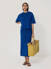 Linen Knitted Skirt | Blue