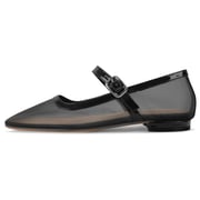 Mesh Square Toe Mary Jane Ballet Flats