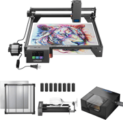 Longer RAY5 20W Laser Cutter and Laser Engraver for Tumblers, Rotary Roller Bundle, 17.3"x 17.3" Working Bed, Enclosure with Vent, and Air Pump Laser Engraver for Wood and Metal, Acrylic