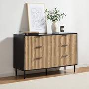 Evie 6 Drawer Chest - Black/Wood Effect