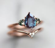 Misella Pear Lab Alexandrite Ring Set