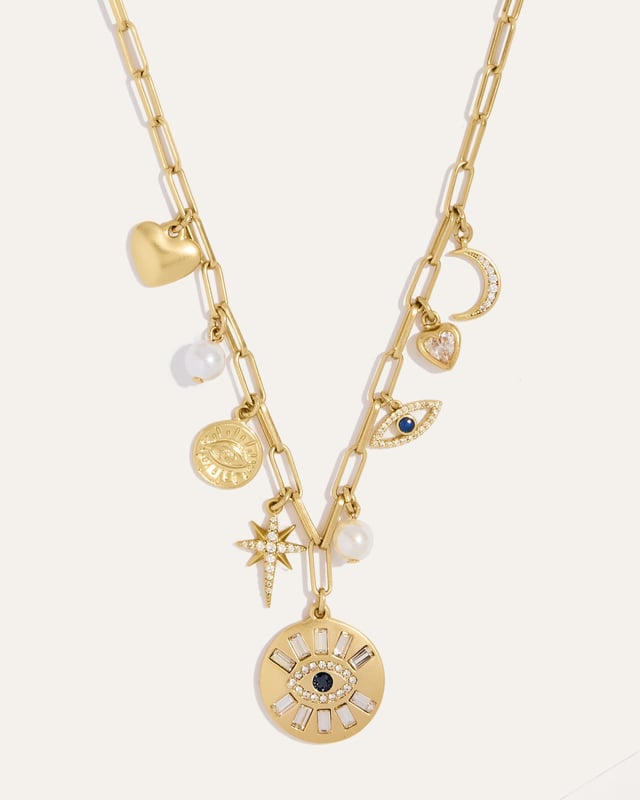 Evil Eye Mixed Charm Necklace
