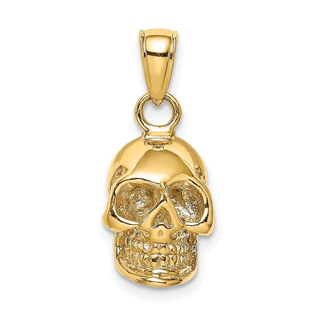 14k Yellow Gold 3-D Polished Skull Pendant