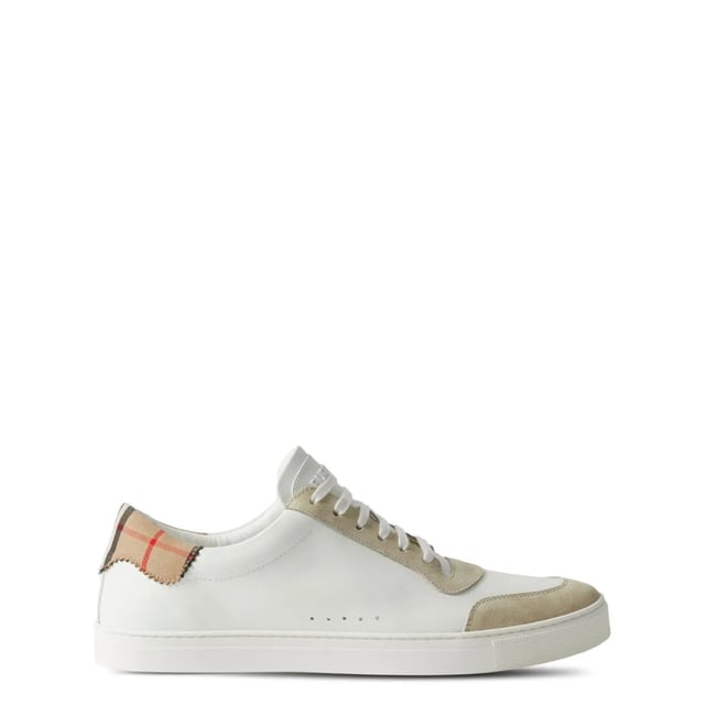 Burberry Check Print Lace-Up Leather Sneakers