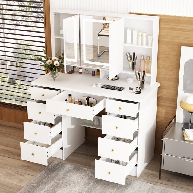 Home Makeup Dressing Table with Mirror & Lamp