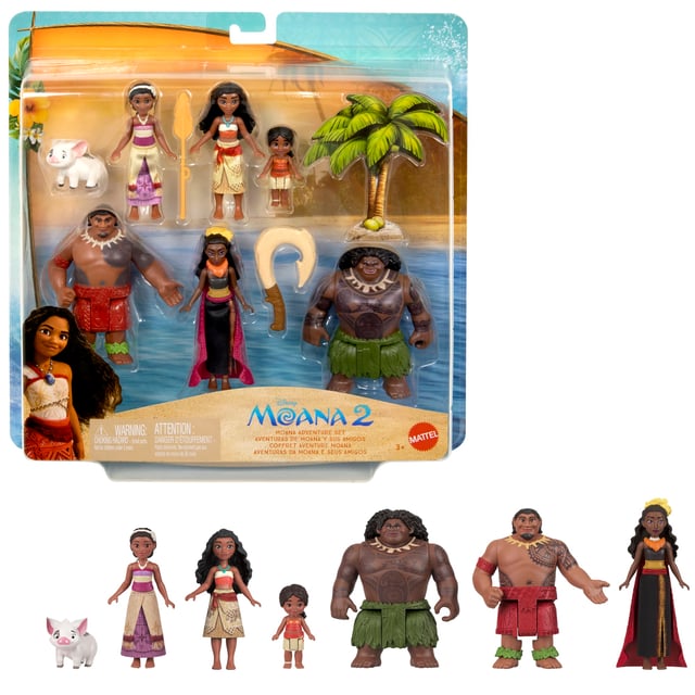 Disney Moana 2 Toys, Moana's Adventure Set With 6 Small Dolls & 2 Accessories
