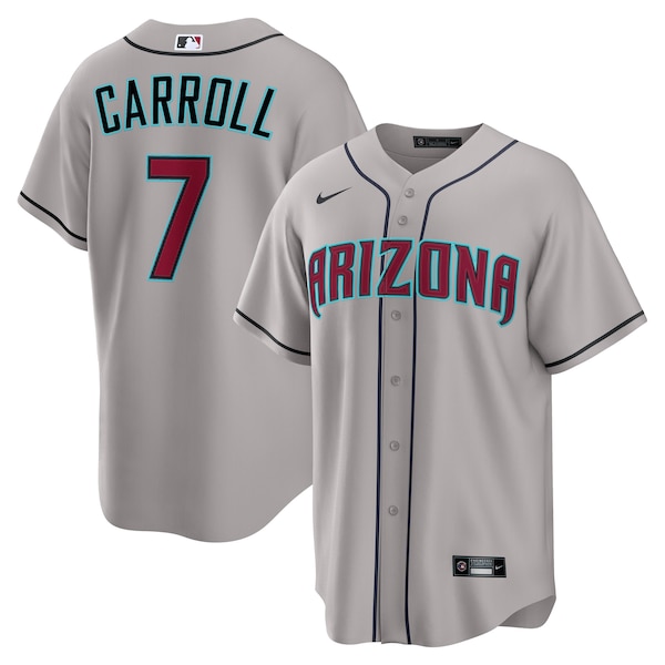 Men's  Arizona Diamondbacks Corbin Carroll Nike Gray Road Replica Jersey