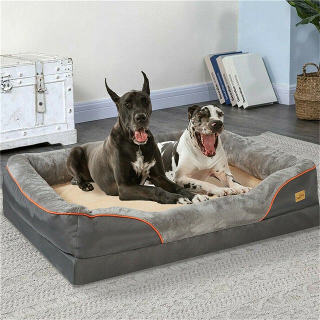 Jumbo Large Orthopedic Dog Bed Memory Foam Pet Sofa Couch with Removable Waterproof Cover & Elevated Cushion Bolster