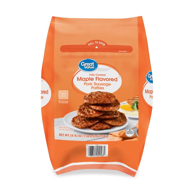 Great Value Maple Flavored Pork Sausage Patties, 24.92 oz (Frozen)