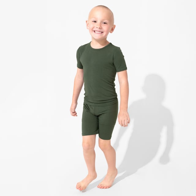 Safari Green Bamboo Kids Pajama Short Set