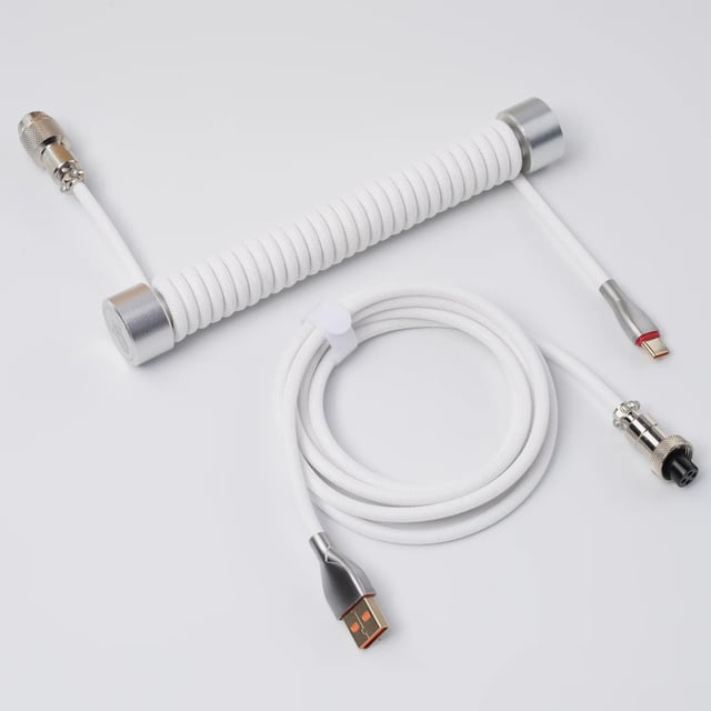 GravaStar Coiled Aviator USB Cable - White