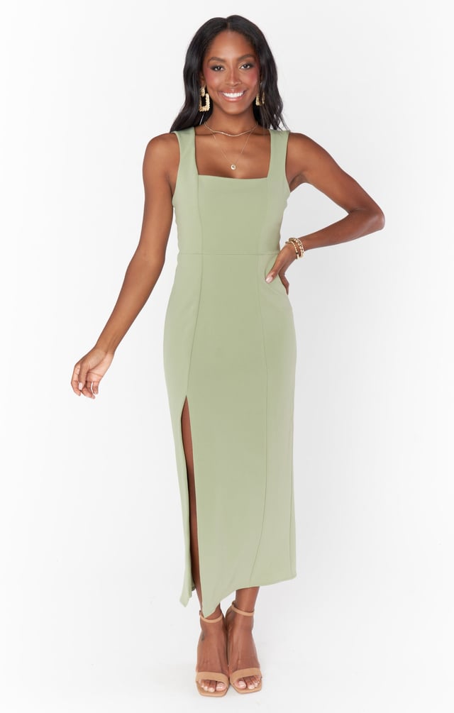 Eden Midi Dress ~ Dusty Sage Stretch