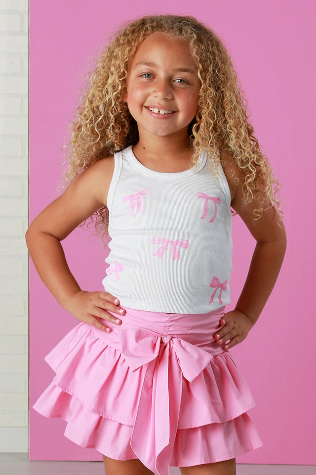 Flowers By Zoe White + Pink Big Bows Tank