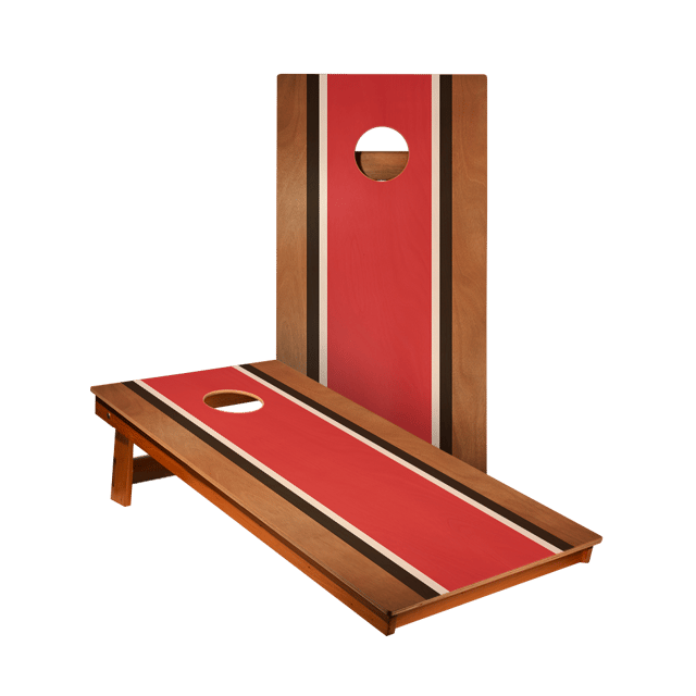 Classic Stripes Mahogany Red, Black, and White Backyard 2400 Cornhole Boards