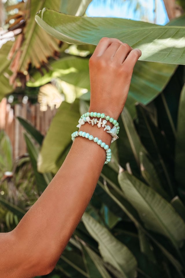 Teal Assorted Mix Stone Beaded Bracelet Set - FINAL SALE