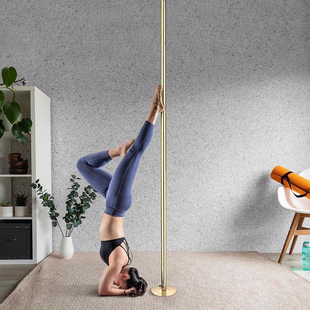 TheLAShop 10ft Brass Pole Spinning & Static Dancing Pole Golden