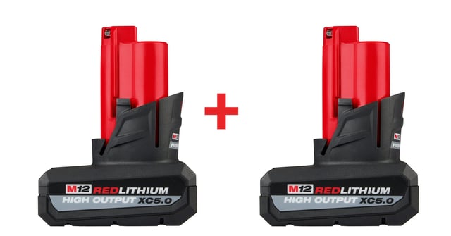 Milwaukee M12 REDLITHIUM HIGH OUTPUT XC 5.0Ah Battery, 2-Pack