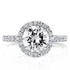 Italo Round Cut Halo Engagement Ring Sterling Silver Ring