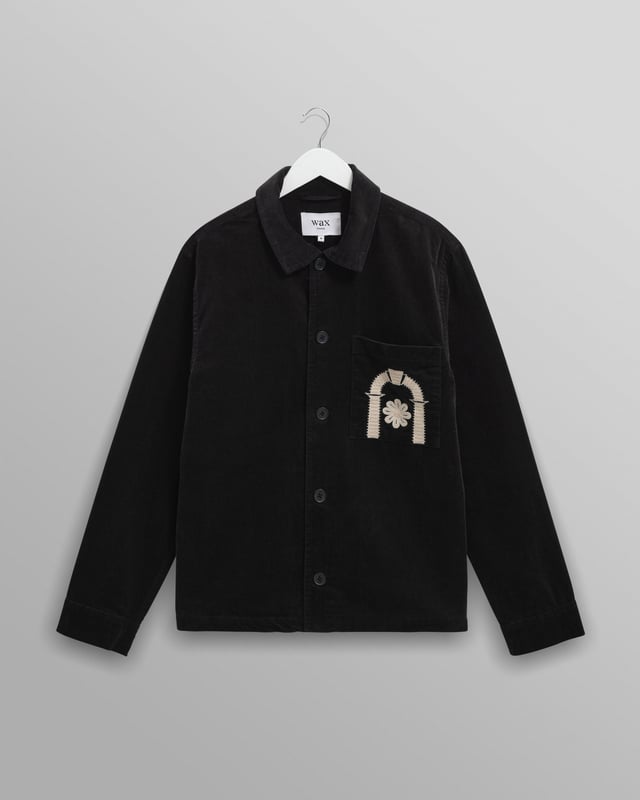 Rockley - Black And Ecru Applique Velvet Overshirt