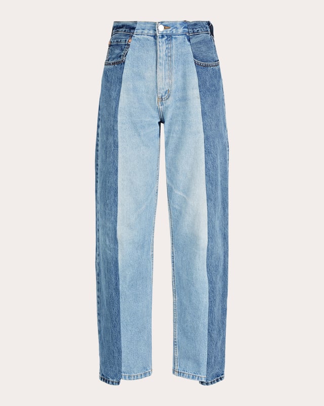 Boyfriend High-Rise Two-Tone Jeans