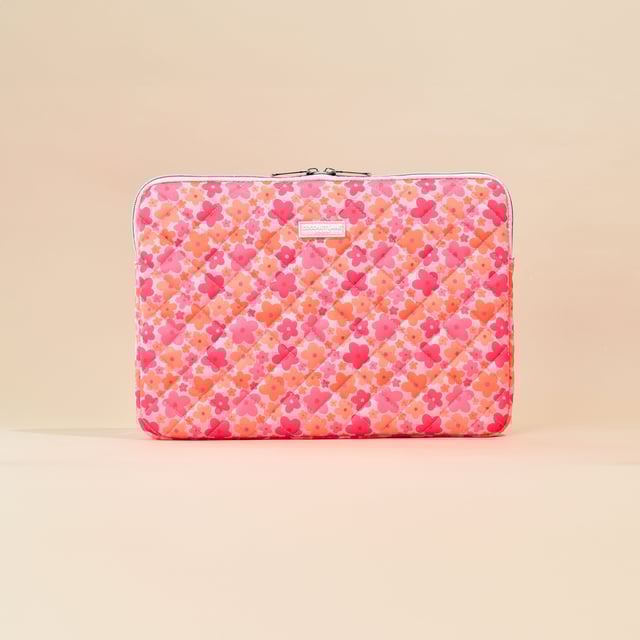 Quilted Pink & Orange Bloom Laptop Sleeve