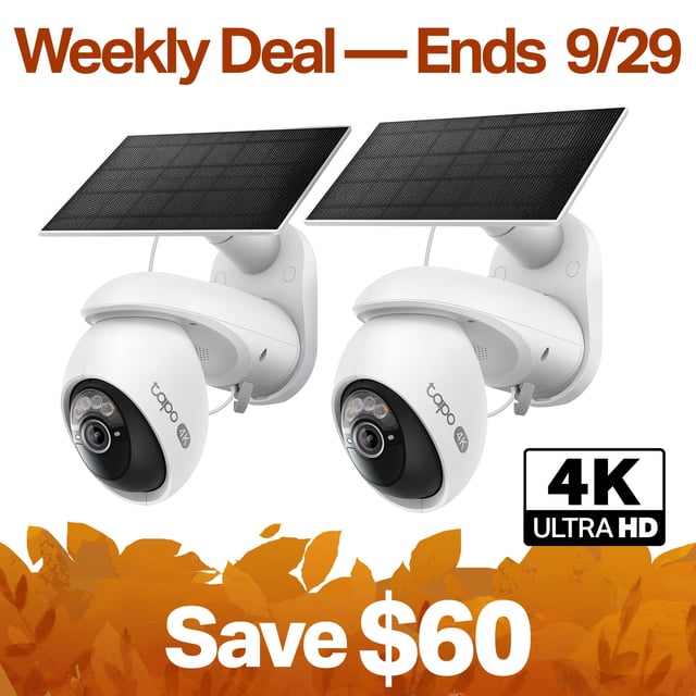 VistaCam 360 4K Ultra HD Outdoor Pan/Tilt Security Camera with Solar Panel, Tapo C660 KIT 2-Pack