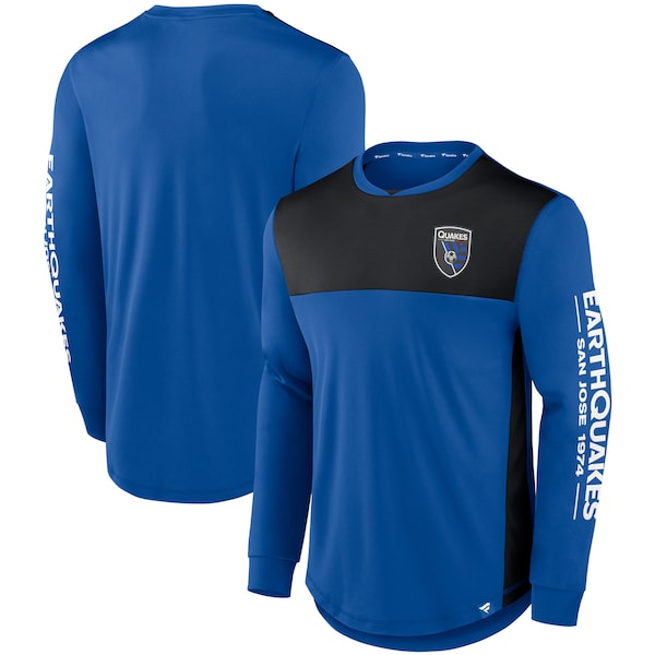 Men's San Jose Earthquakes Fanatics Royal/Black Striker Long Sleeve T-Shirt