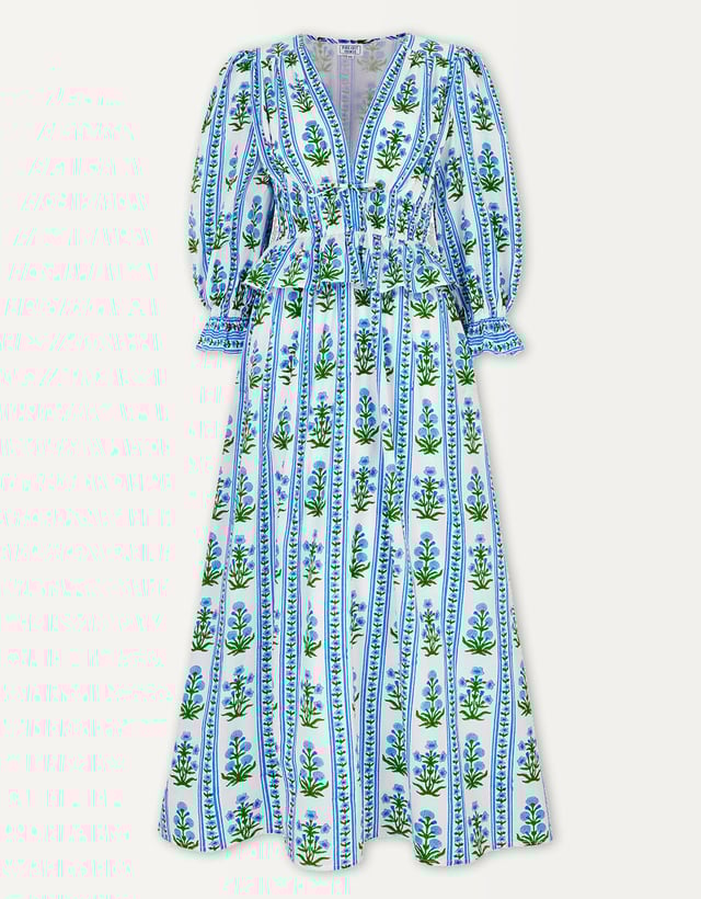 Indigo Border Melanie Dress