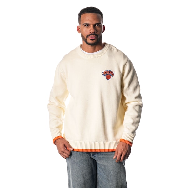 Unisex New York Knicks  The Wild Collective Cream Jacquard Knit Pullover Sweater